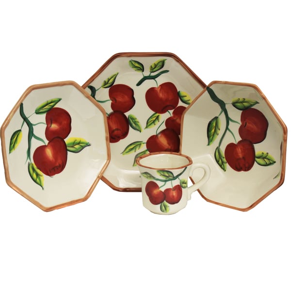 Apple Collection Hand painted 16 Piece Dinner Set   Serving for 4