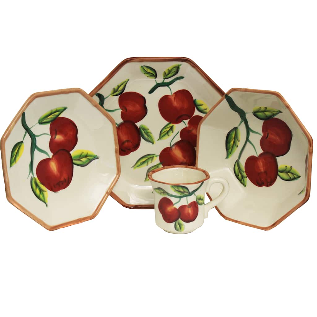 Apple Collection Hand-painted 16-Piece Dinner Set - Serving for 4