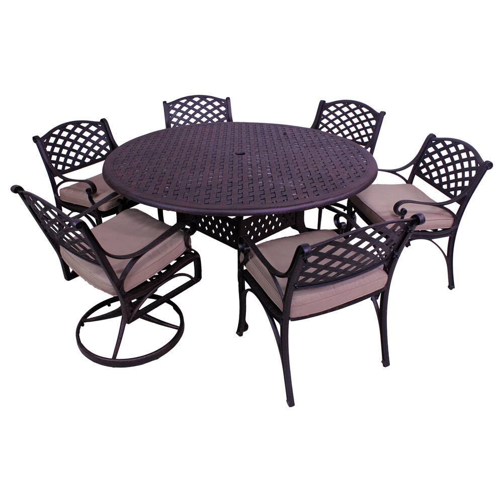 Lattice Work 7-piece 60-inch Round Table Dining Set