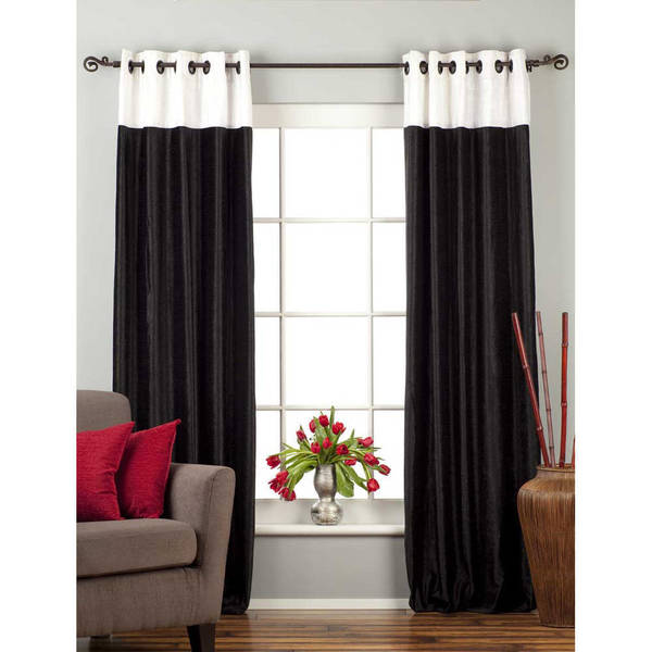 Shop Signature Ring Top Black and White designer Velvet Curtain Panel