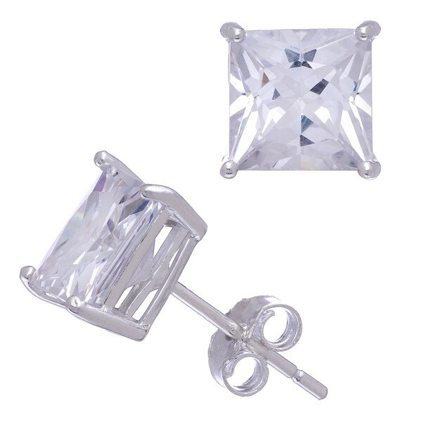 Gioelli Sterling Silver Princess Cut Cubic Zirconia Earrings Gioelli Sterling Silver Princess Cut Cubic Zirconia Earrings