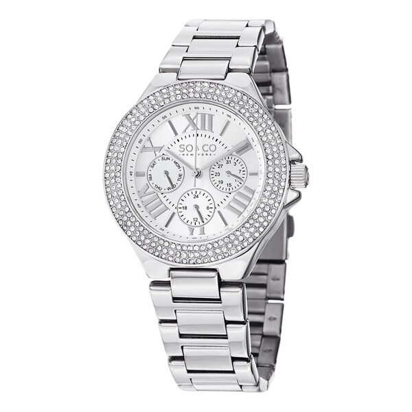 SO&CO New York Women's Madison Quartz Swarovsky Crystal Stainless Steel Bracelet Watch