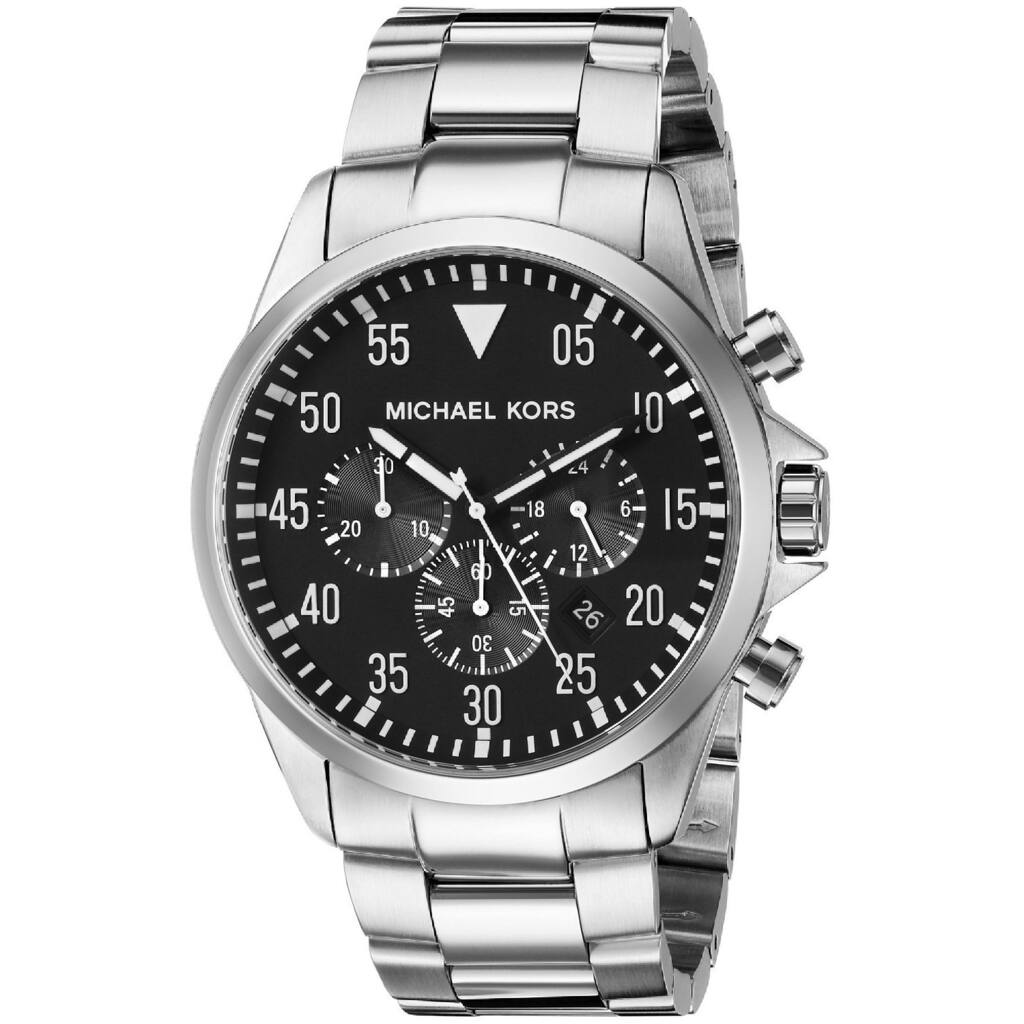 Michael Kors Men's MK8413 Gage Round Silvertone Bracelet Watch - Silver