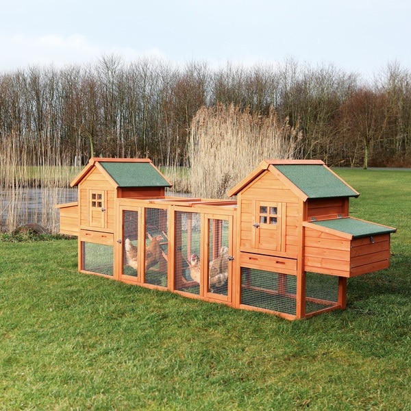 Chicken Coop Duplex with Outdoor Run - 17392925 - Overstock.com 