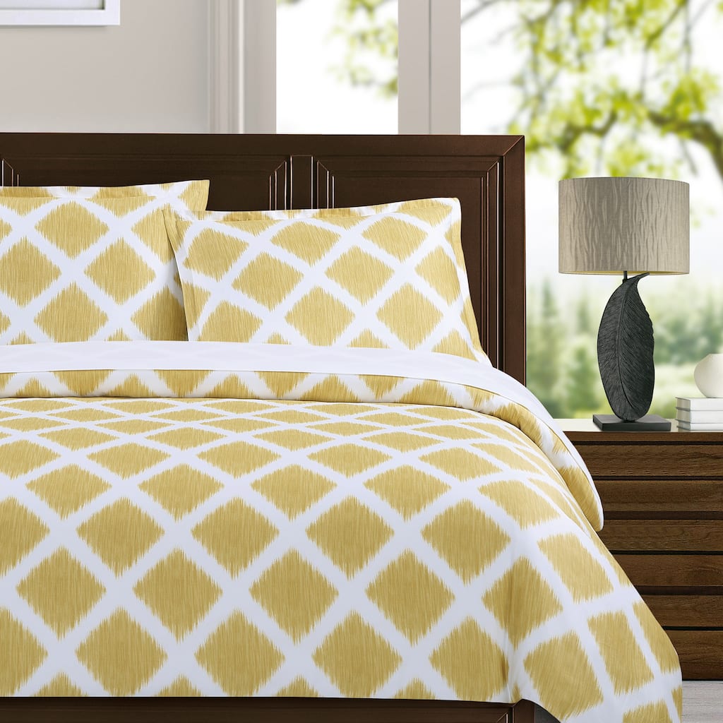 Echelon Home Diamond Ikat 3-piece Cotton Duvet Cover Set