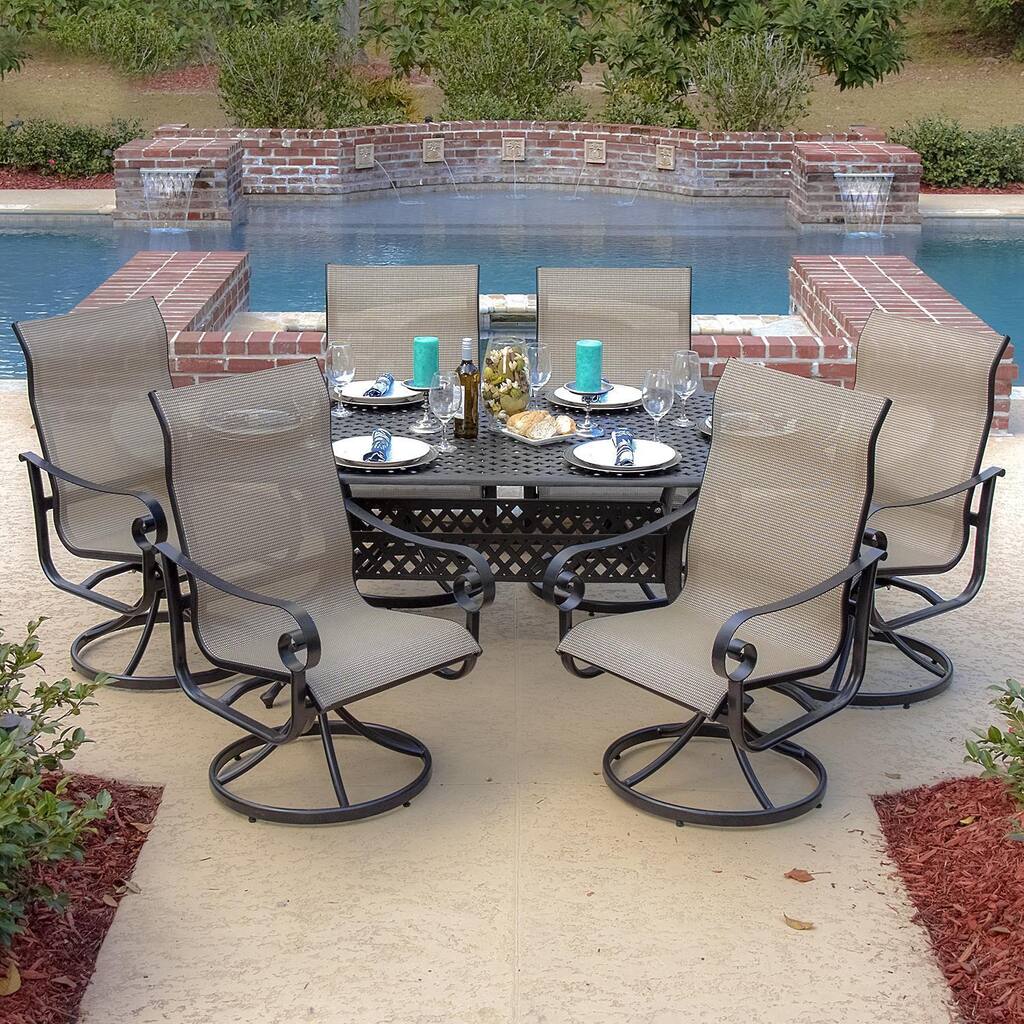 La Salle 6-Person Sling Patio Dining Set With Cast Aluminum Table