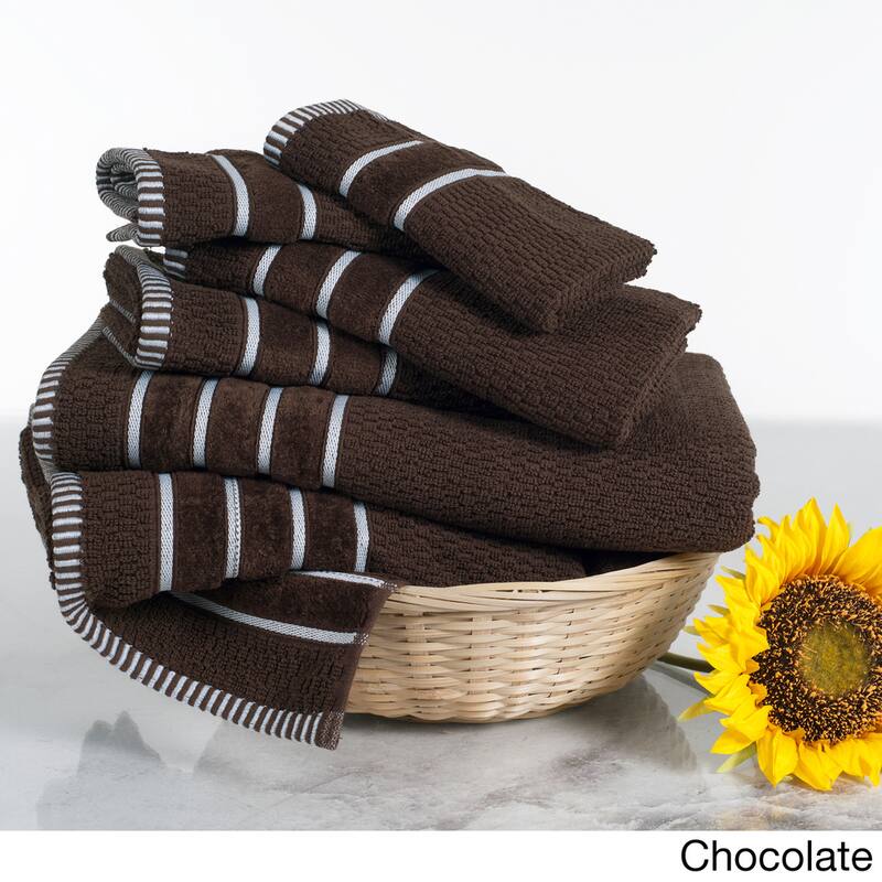 6-Piece Towel Set - Combed Cotton Rice Weave Bathroom Accessories by Windsor Home