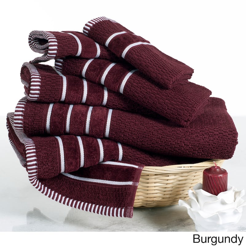 6-Piece Towel Set - Combed Cotton Rice Weave Bathroom Accessories by Windsor Home