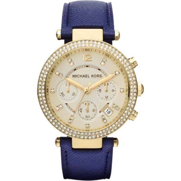 Michael Kors MK2280 Womens Chronograph Parker Navy Leather Strap