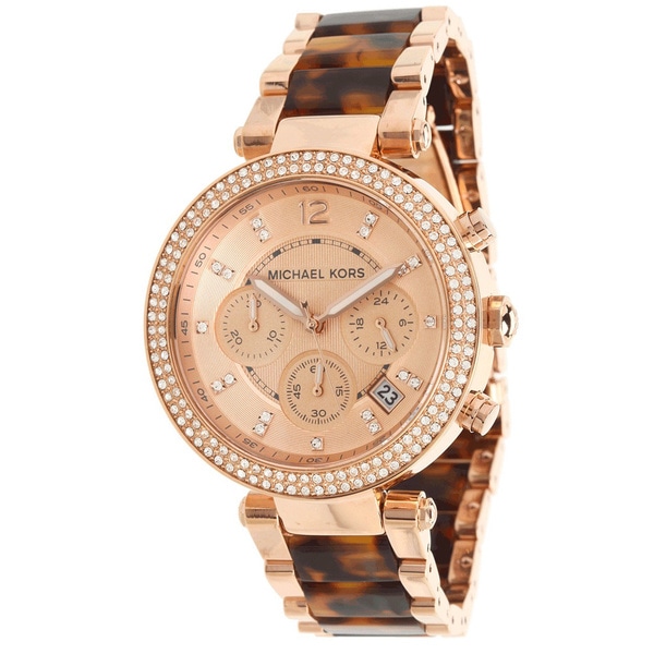 Michael Kors MK5538 Women's Chronograph Parker Tortoise Rose Gold-Tone ...