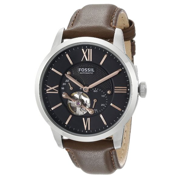 Shop Fossil Men's Townsman Automatic Leather Brown Watch - Free ...