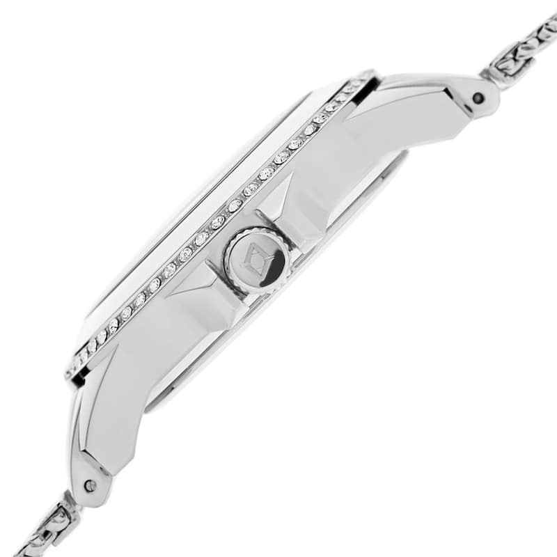 Akribos XXIV Men's Quartz Crystal Stainless Steel Silver-Tone Strap Watch - silver