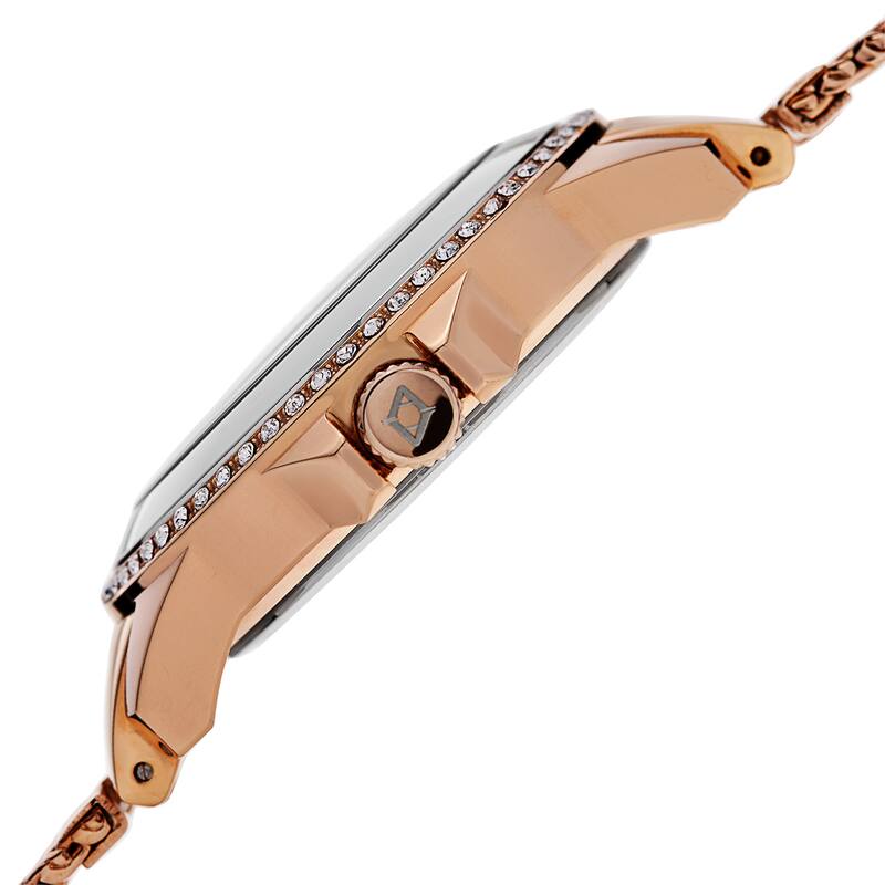 Akribos XXIV Men's Quartz Crystal Stainless Steel Rose-Tone Strap Watch - Gold