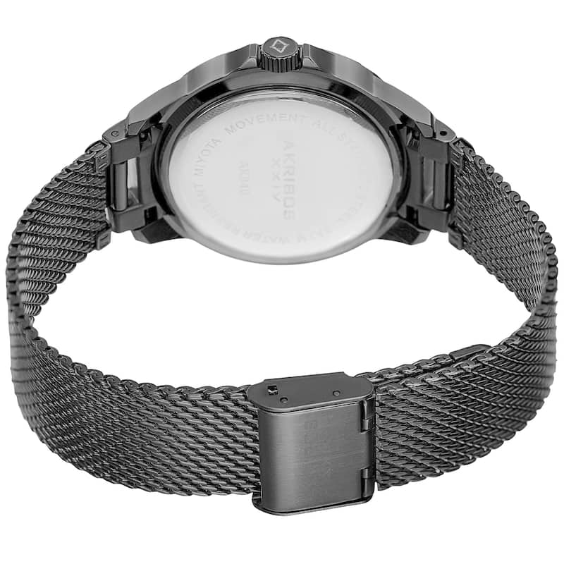 Akribos XXIV Men's Quartz Crystal Stainless Steel Black Strap Watch