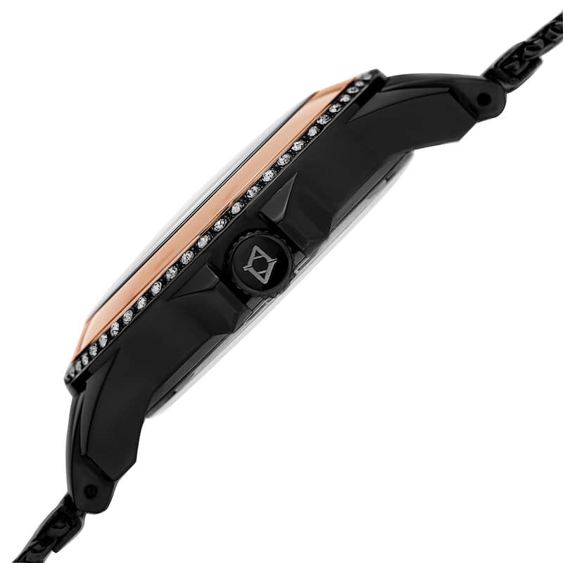 Akribos XXIV Men's Quartz Crystal Stainless Steel Black Strap Watch