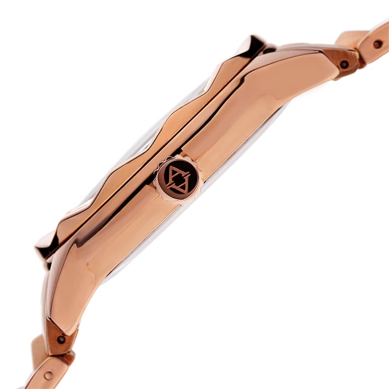 Akribos XXIV Women's Quartz Pyramid Stainless Steel Rose-Tone Bracelet Watch - Gold