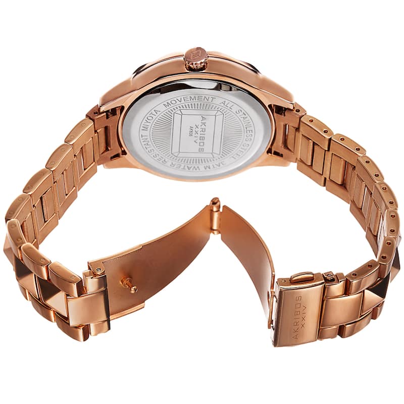 Akribos XXIV Women's Quartz Pyramid Stainless Steel Rose-Tone Bracelet Watch - Gold