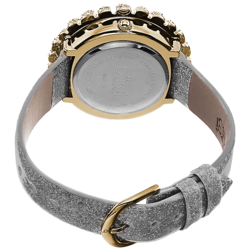 Burgi Women's Holiday-Style Quartz Sparkling Leather Gold-Tone Strap Watch - Gold
