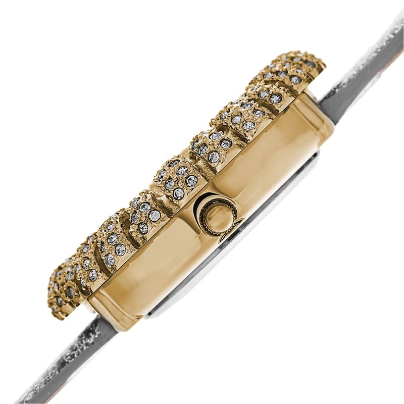 Burgi Women's Holiday-Style Quartz Sparkling Leather Gold-Tone Strap Watch - Gold