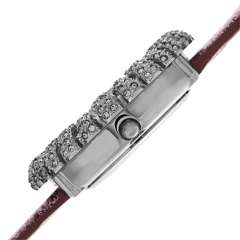 Burgi Women's Holiday-Style Quartz Sparkling Leather Strap Watch - Pink