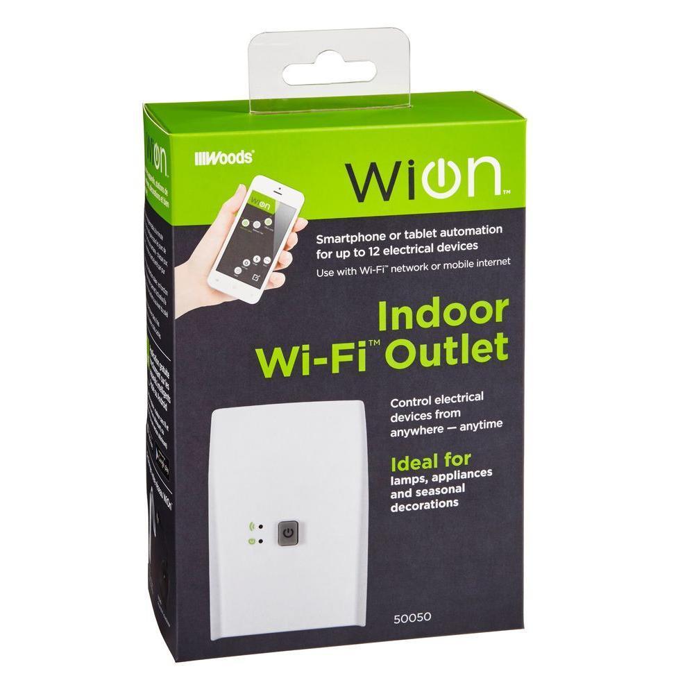 WiOn 50050 Indoor WiFi Plug With 1 Grounded Outlet, White 