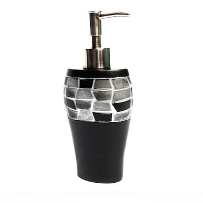 Classic Black and Silver Tile Patchwork Bath Accessory Collection