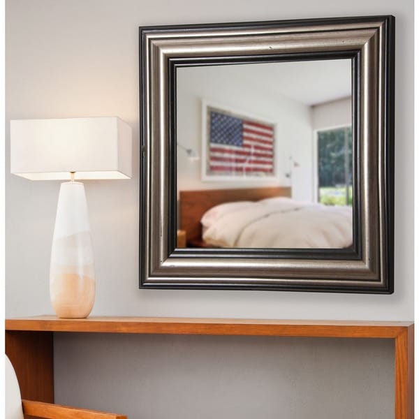 American Made Rayne Antique Silver Vanity Wall Mirror - Silver/Black