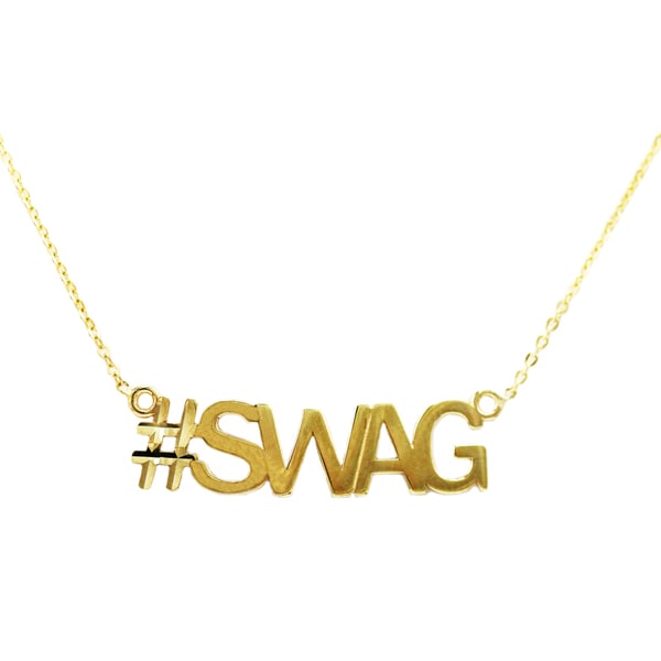 Shop 10k Yellow Gold 'Swag' Hashtag Necklace On Sale Free Shipping