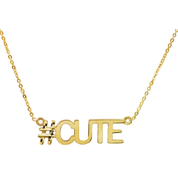 10k Yellow Gold 'Cute' Hashtag Necklace