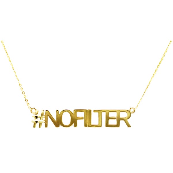 10k Yellow Gold 'No Filter' Hashtag Necklace