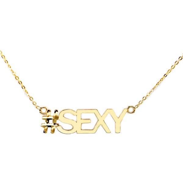 10k Yellow Gold 'Sexy' Hashtag Necklace