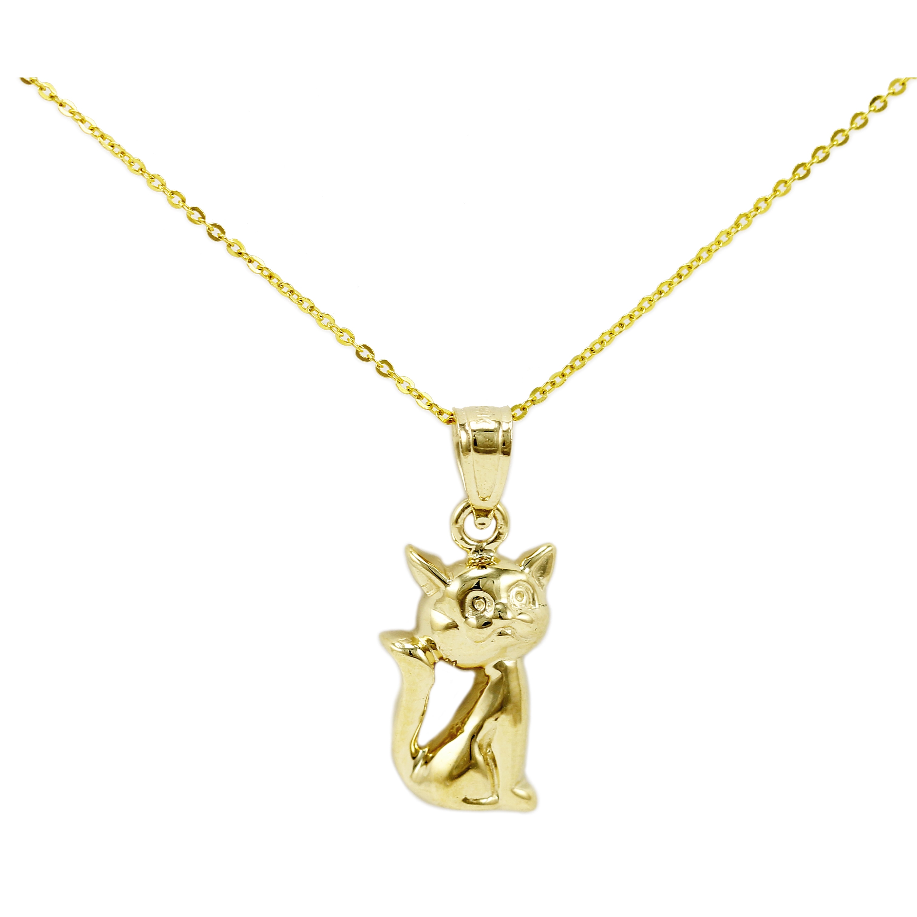14k Yellow Gold Cat Pendant