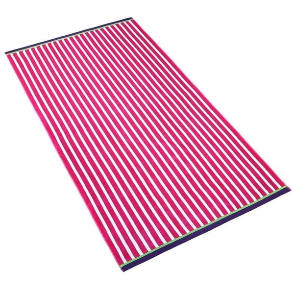 Kaufman - Oversize 40" X 70" Stripe Color Velour Soft Beach and Pool Towel.