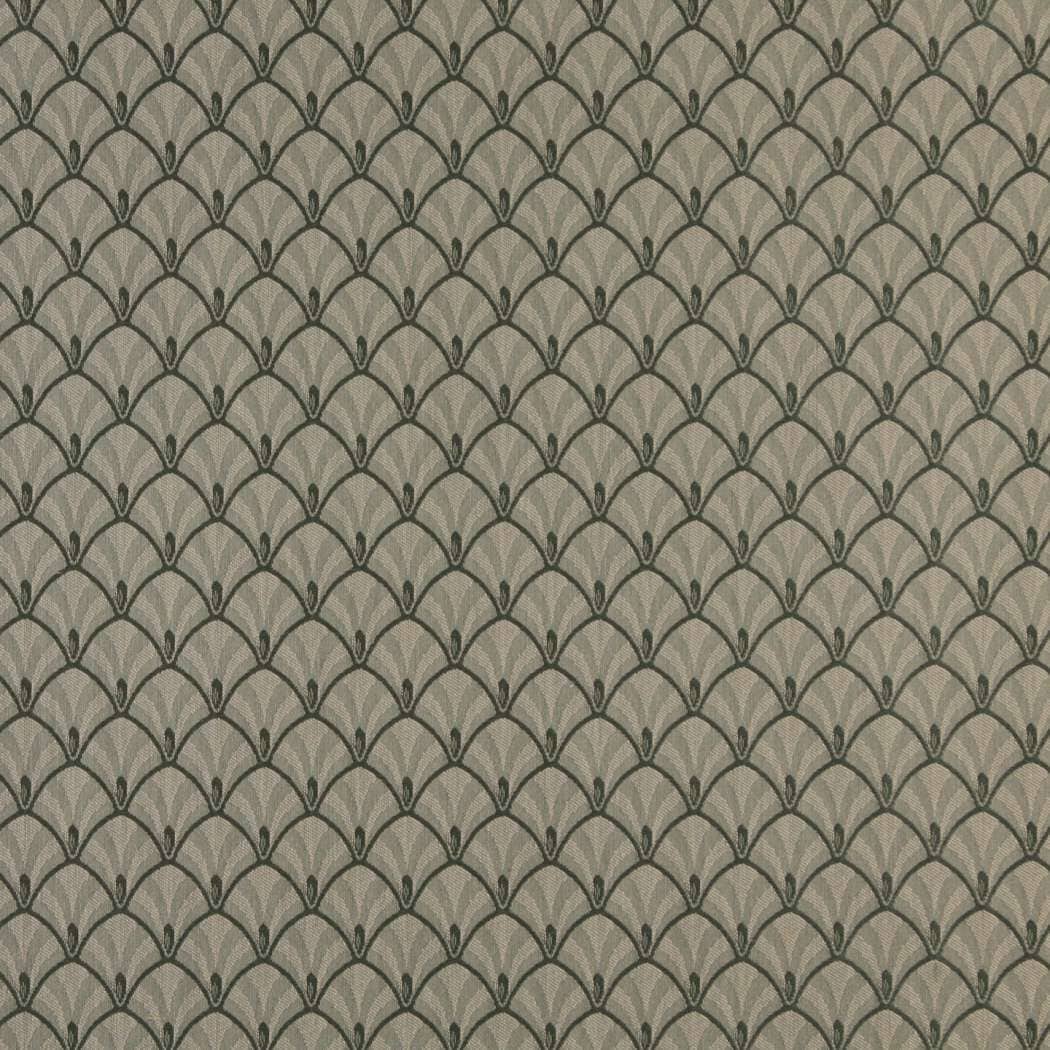 D309, Dark Green And Beige Fan Woven Jacquard Upholstery Fabric By The