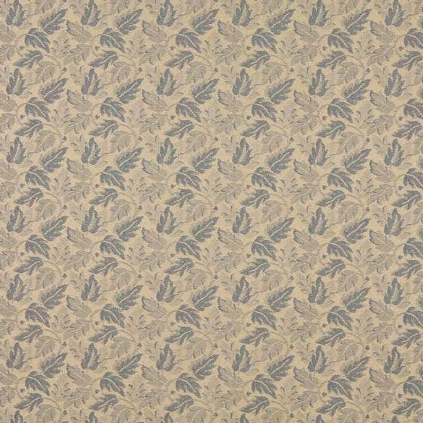 F702 Beige And Blue, Leaf Floral Heavy Duty Crypton Fabric By The Yard