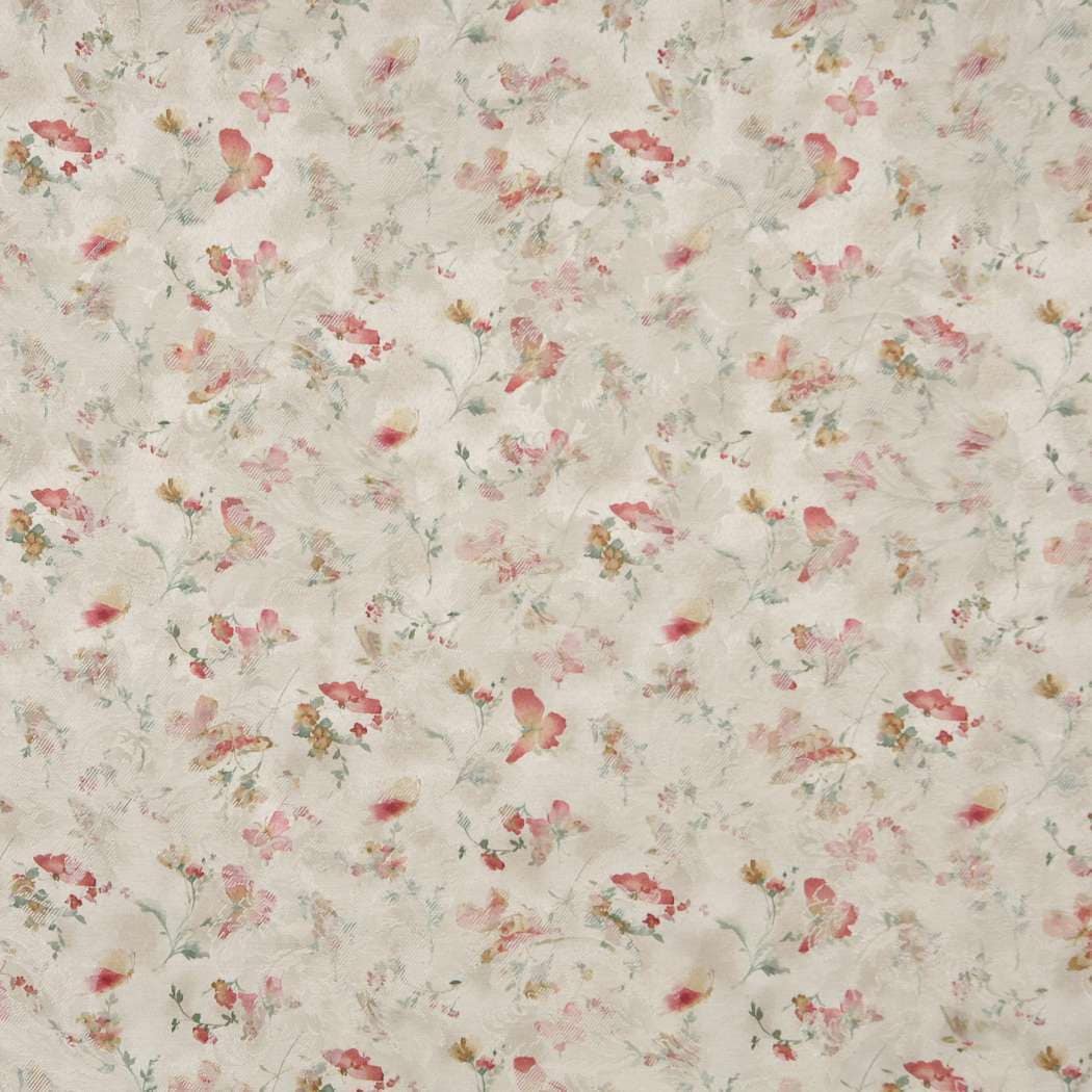 F812 Red Gold Ivory Pastel Butterfly Flower Upholstery Fabric By The