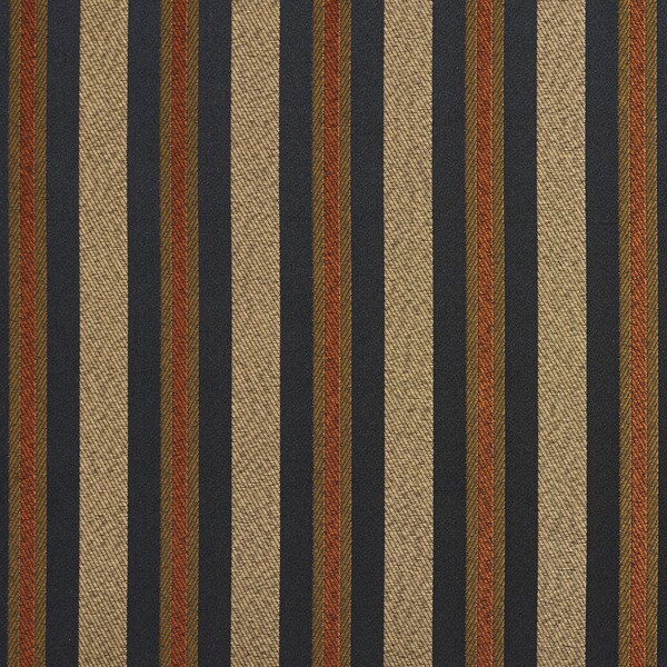 E628 Striped Black Gold Green Damask Upholstery Drapery Fabric (By The