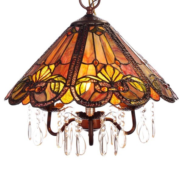 Shop Ameria 3light Red Tiffanystyle Hanging Lamp Free Shipping