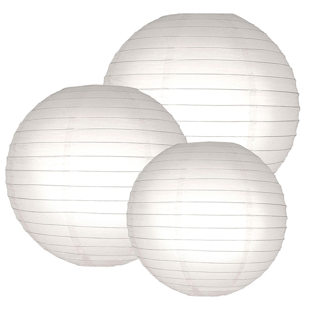 Multi Size Round Paper Lanterns - White (Set of 6) - Bed Bath