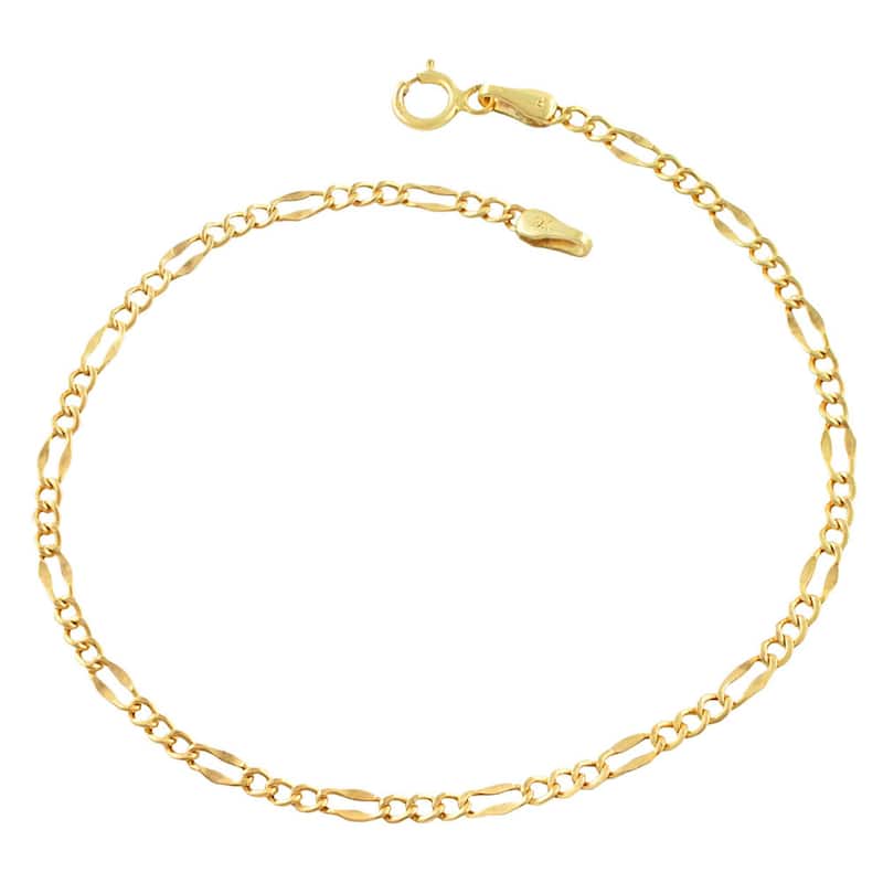 Fremada 14k Yellow Gold Lite Flat Figaro Bracelet