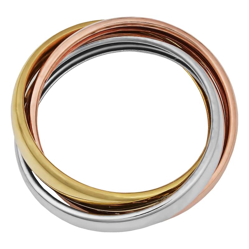 Fremada 14k Tri-color Gold High Polish Intertwined Rolling Ring