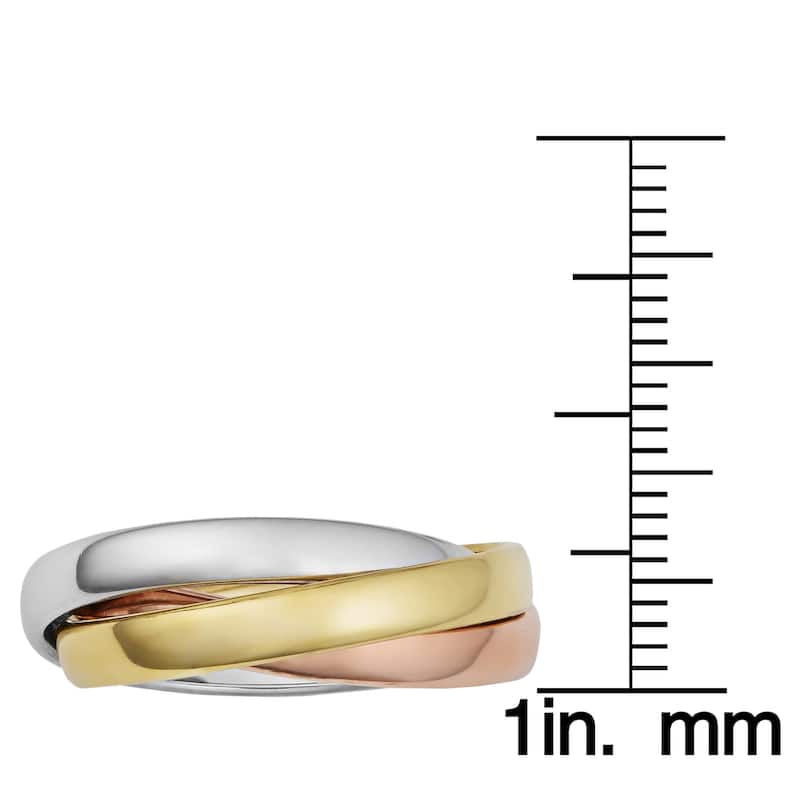 Fremada 14k Tri-color Gold High Polish Intertwined Rolling Ring
