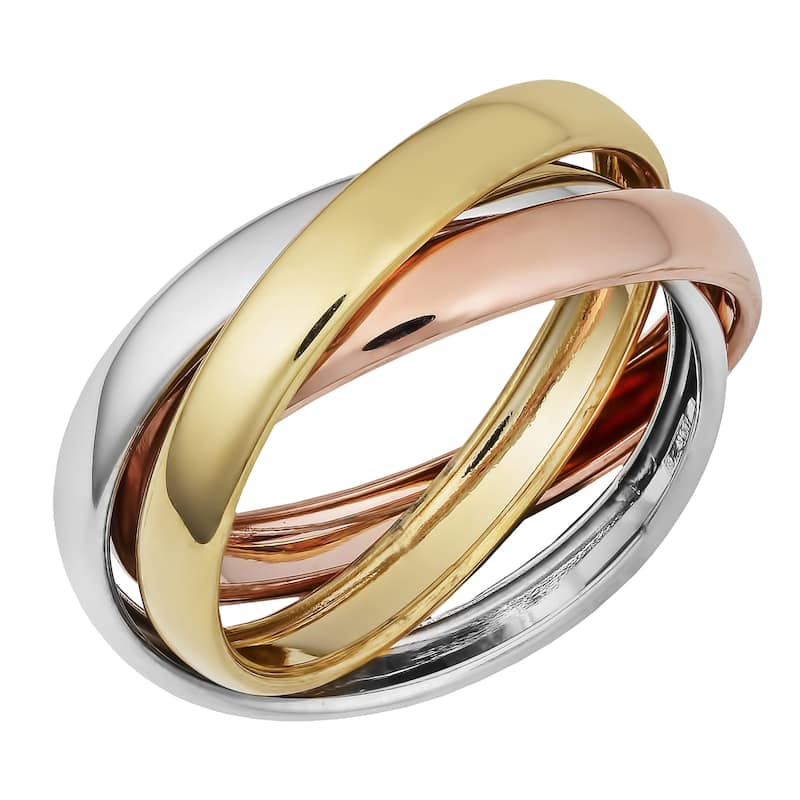 Fremada 14k Tri-color Gold High Polish Intertwined Rolling Ring