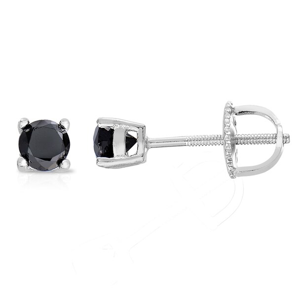 Shop Finesque 1/10 Ct TDW Black Diamond Stud Earrings - Free Shipping ...