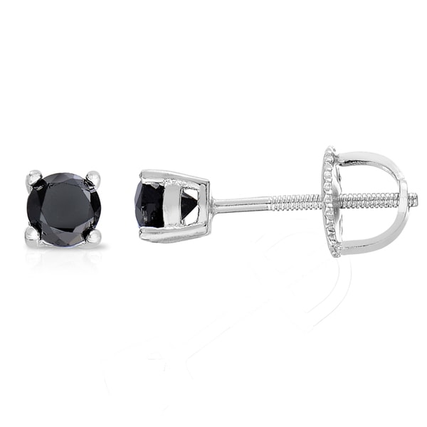 Finesque Sterling Silver Or Platinum Over 1 2 Finesque Sterling Silver Or Platinum Over 1 2 Ct Tdw Black Diamond Stud