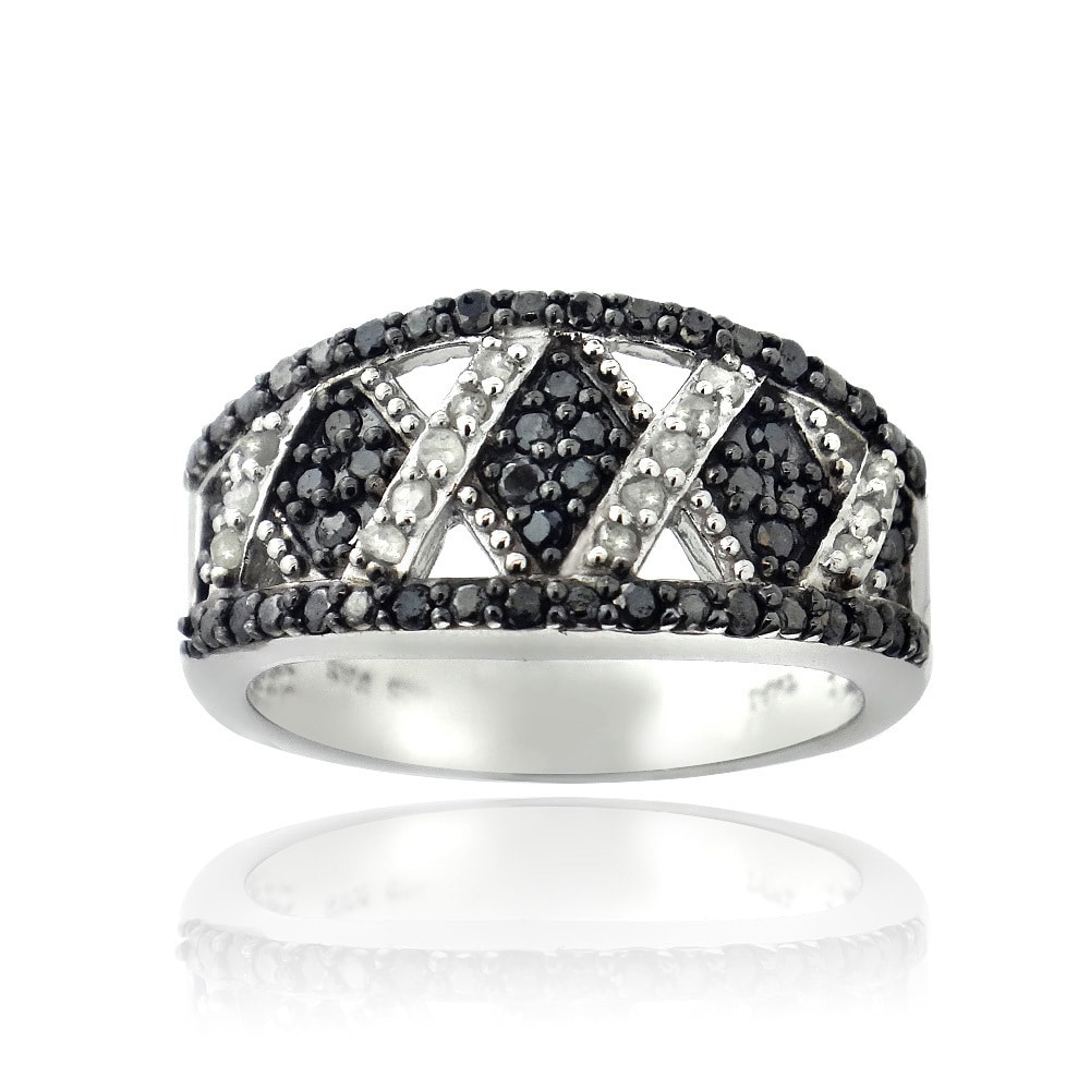 DB Designs 1/2ct TDW Black and White Diamond X Design Ring   17397911