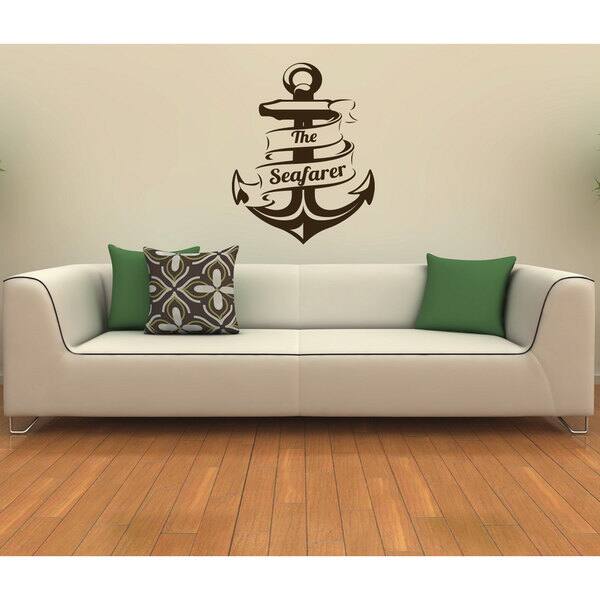 The Seafarer Anchor Nautical Vinyl Sticker Wall Art - Overstock - 10282831
