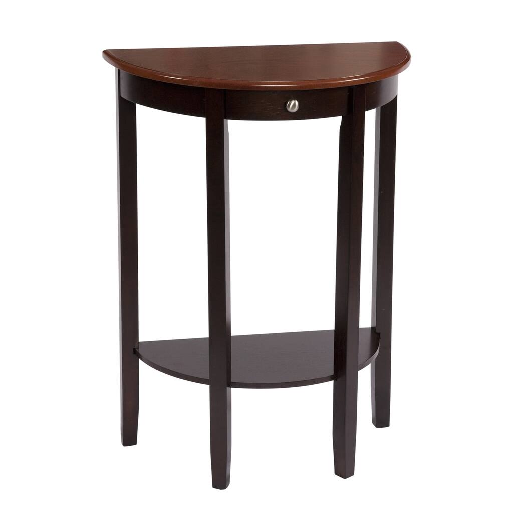 Half Moon/Round Hall Table - Espresso with Cherry Top