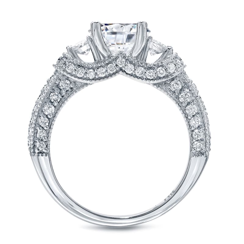 Auriya 14k Gold 2ctw Vintage 3-Stone Diamond Engagement Ring