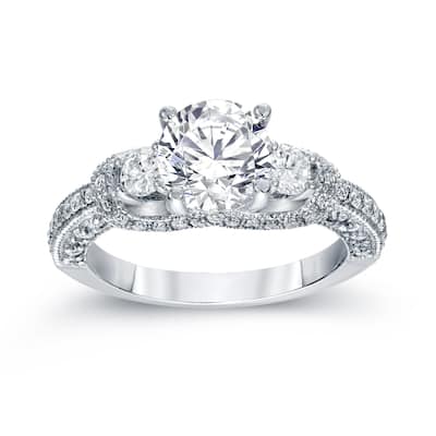 Auriya 14k Gold 2ctw Vintage 3-Stone Diamond Engagement Ring